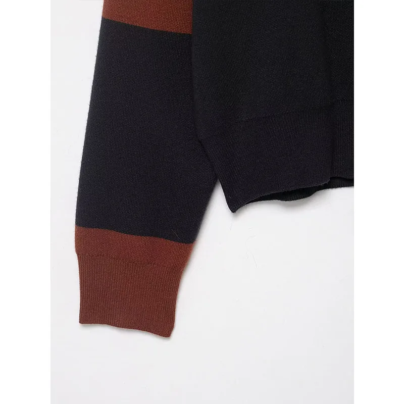 Chic Autumn Knitted Pullover Women Vintage Stripe Sweater Fashion Casual Long Sleeve Female Elegant Knitwear Top