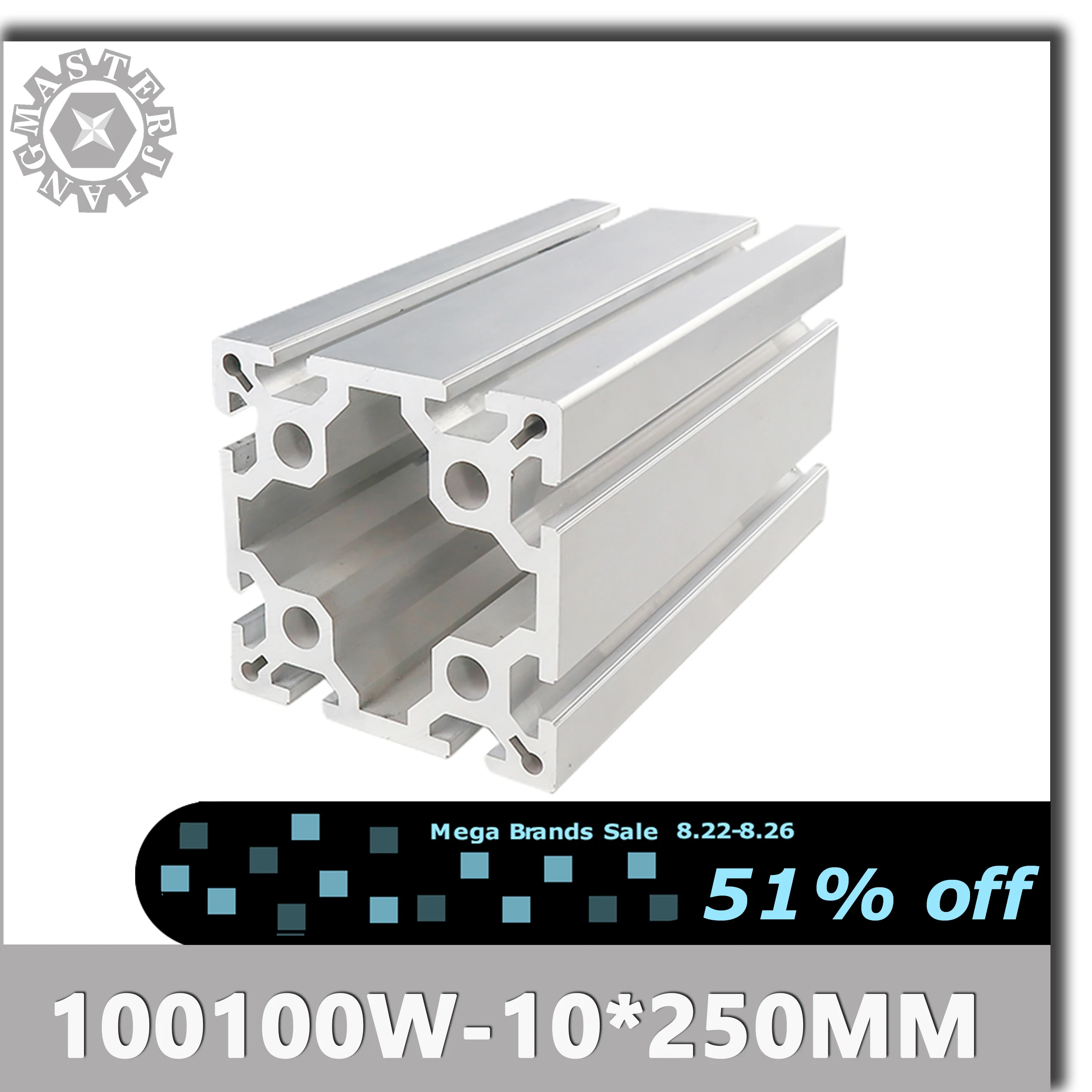 European Standard Industrial Aluminum Alloy Profile 100100w10 250mm