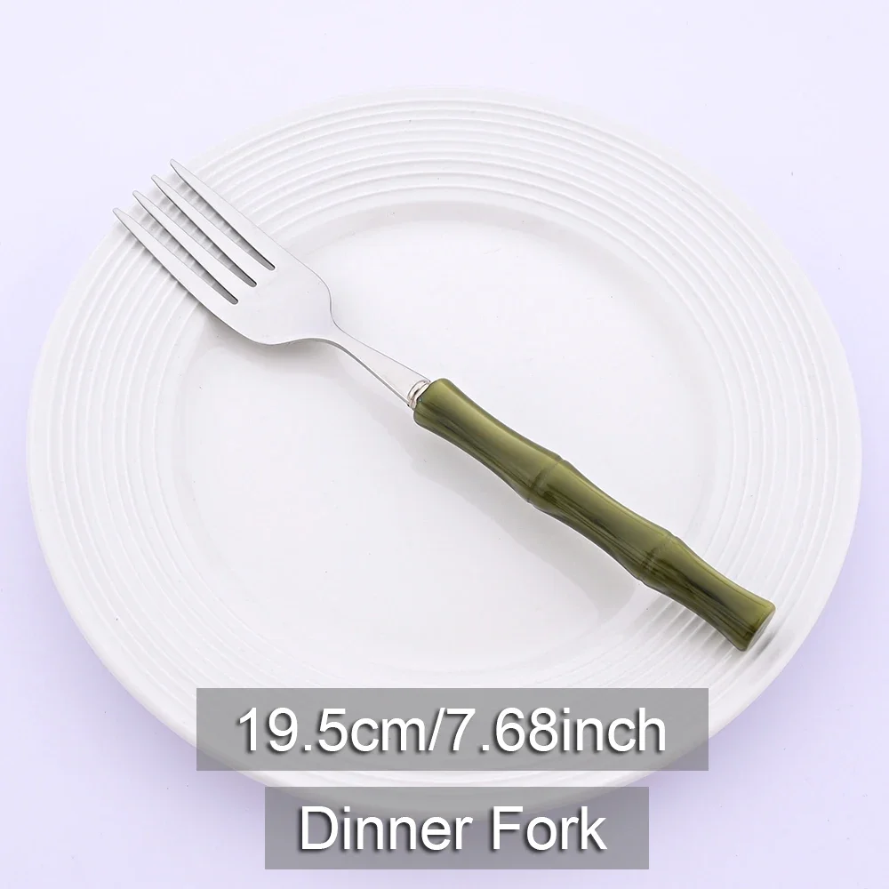 Elegance Collection: Green Bamboo Handle Stainless Steel Cutlery Set