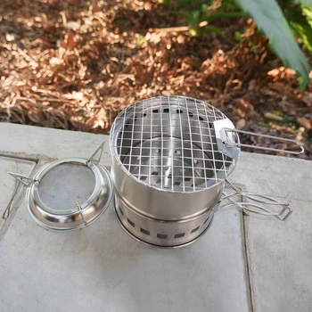 Portable Folding Windproof Wood Burning Stove Compact Stainless Steel Alcohol Stove Outdoor Camping Hiking Backpacking Picnic BB 2