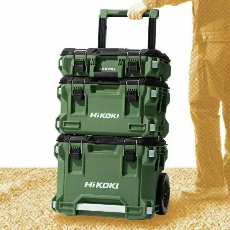 

HIKOKI Stackable Tool Box Set with Wheels Organizer Toolbox for Mechanics Waterproof Box Hardware Storage Case Empty Complete