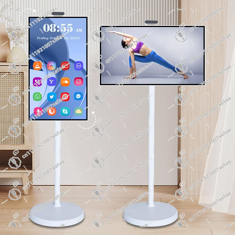 32 Inch Smart TV Rotation Touch Screen Portable Android Camera Mobile Display Tablet PC Stand Wheels Television Rechargeable