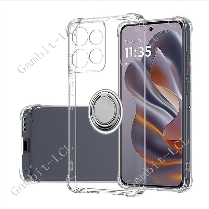 Shockproof Soft Silicone TPU Phone Case with Back Ring Holder Bracket - Original Design