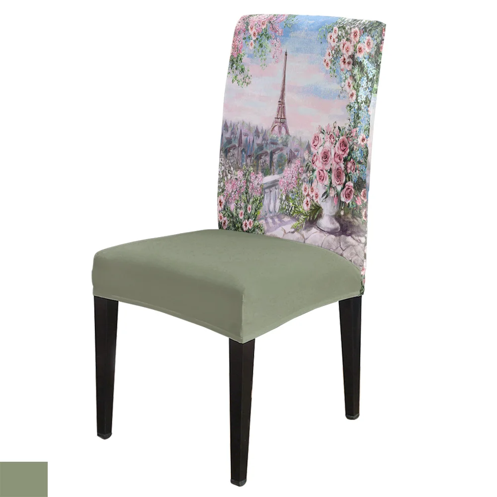 

Spandex Chair Cover Garden Flowers Paris Watercolor Painting Chair Cover Hotel Wedding Supplies Dining Chair Cover Stretch