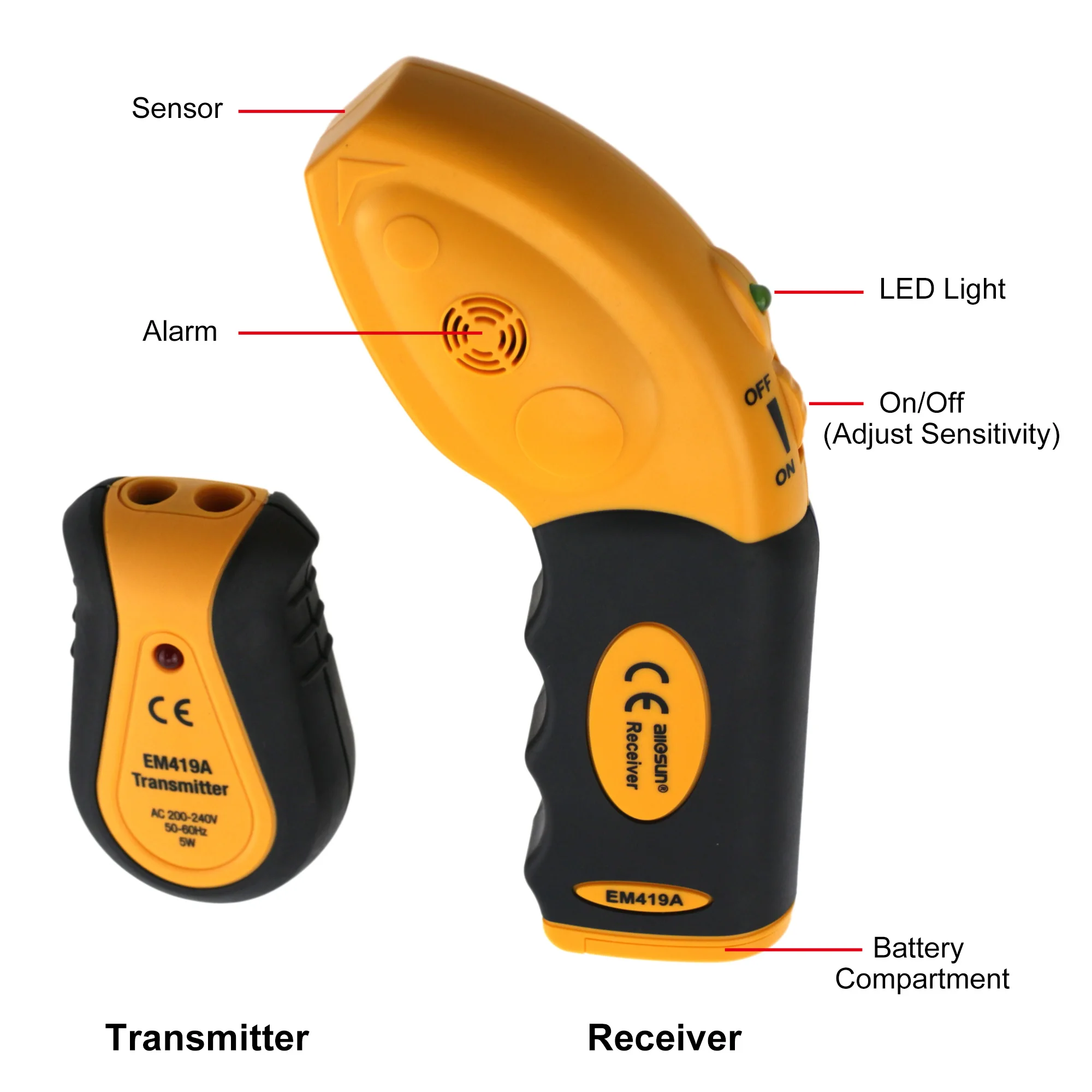 all-sun AC 100-120V/200~240V Circuit Breaker Finder Miniature Circuit Tracer Detector Electric Non-Contact Voltage Sensor LED