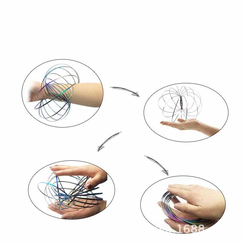 Anneau « Spinner » Magique En Métal - Bracelet Rotatif Anti-Stress - Jouet Sensoriel Pour Adultes Et Enfants - 6