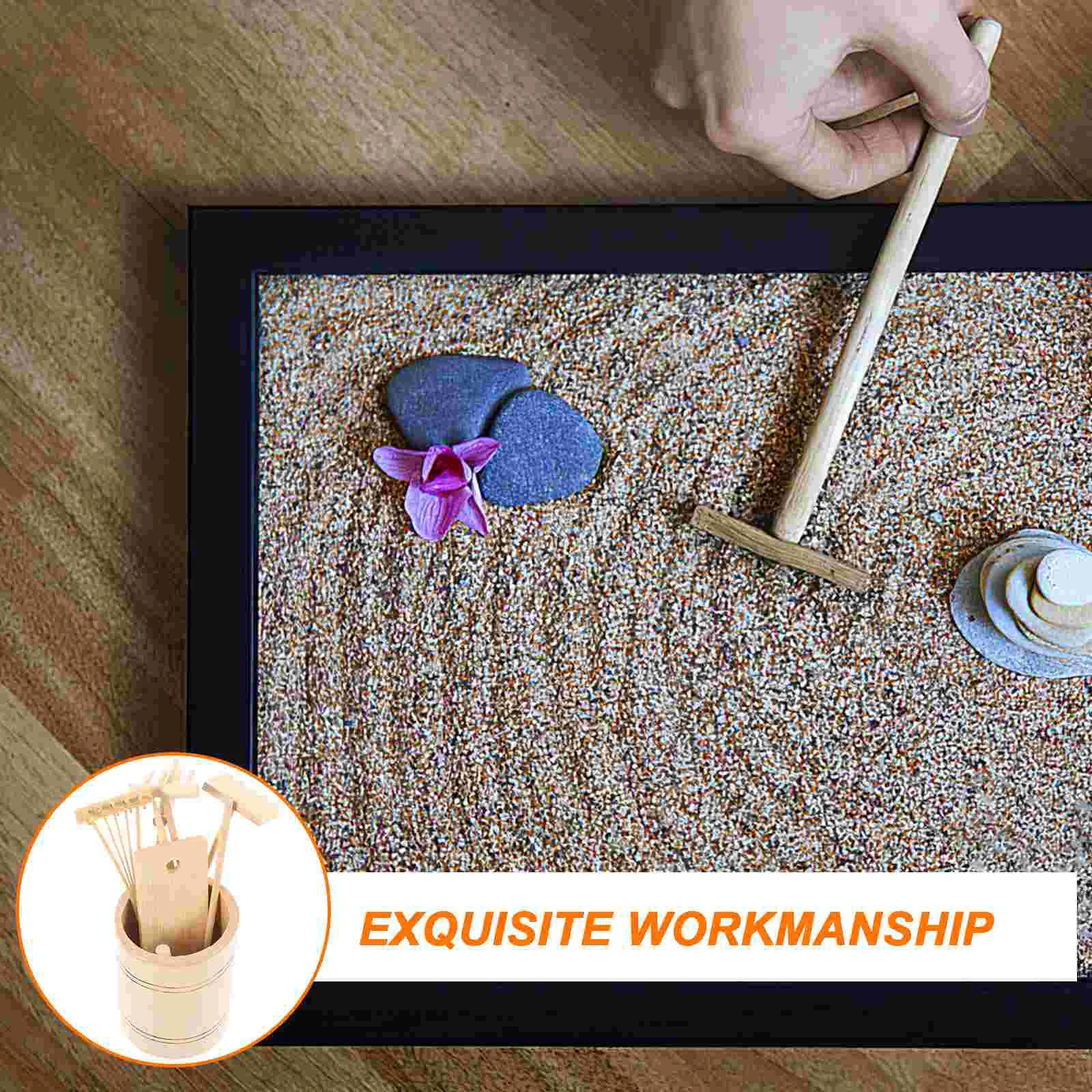 Zen Tool Set Miniature Garden Decoration Other Bamboo Products Tools Sand Rake Wooden Sandbox 5