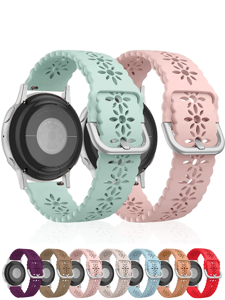 Ремешок силиконовый для samsung galaxy watch 6 4/classic/5/5 pro/Active 2/Gear S3, тонкий кружевной браслет для huawei gt 3-2e-pro, 20 мм 22 мм
