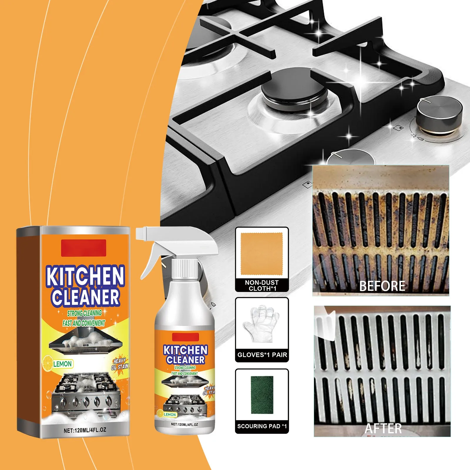 Kitchen Multi-Purpose Degreasing Powerful Cleaner Heavy Grease Cleaning Range Hood Grease Net Cleaning Cooktop Degreasing