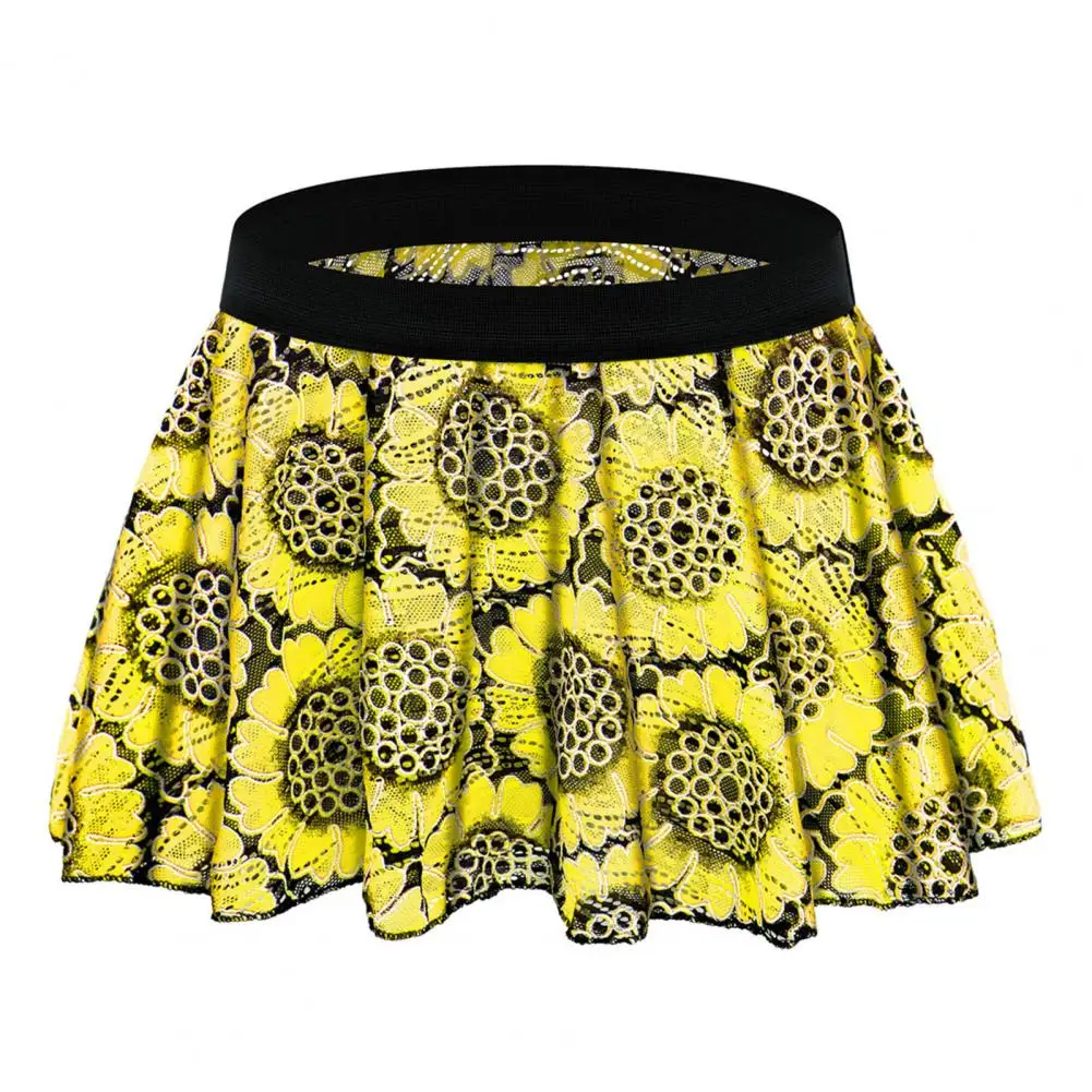 Unisex Pleated Elastic Waist Mini Skirt