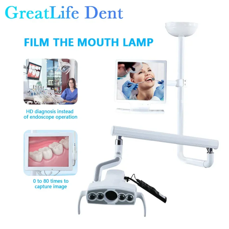 

GreatLife 12w Dental 32G 1080P HD Intraoral Camera Monitor Film The Mouth Lamp Video Operation Shadowless Ceiling Surgical Light