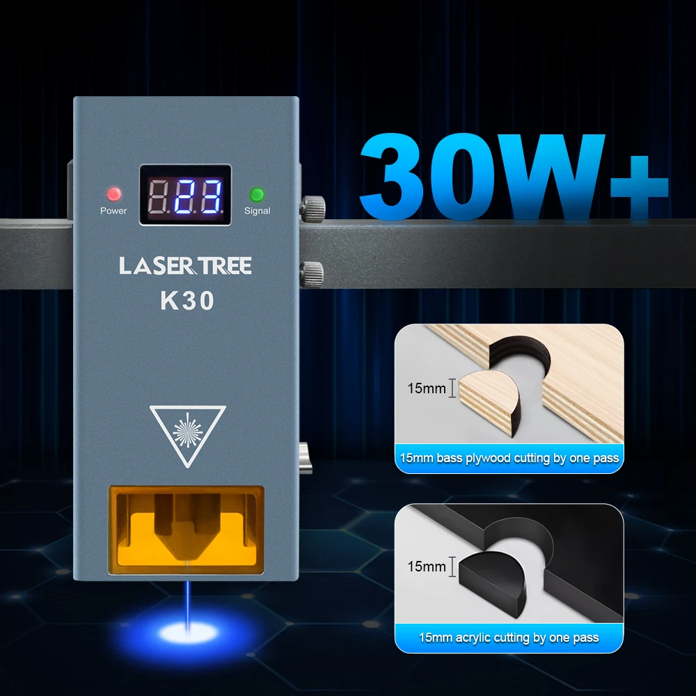 LASER TREE 20W 30W 40W Optyczny moduł laserowy z asystentem powietrza 450nm TTL Niebieskie światło do grawerowania CNC Narzędzia do cięcia drewna DIY