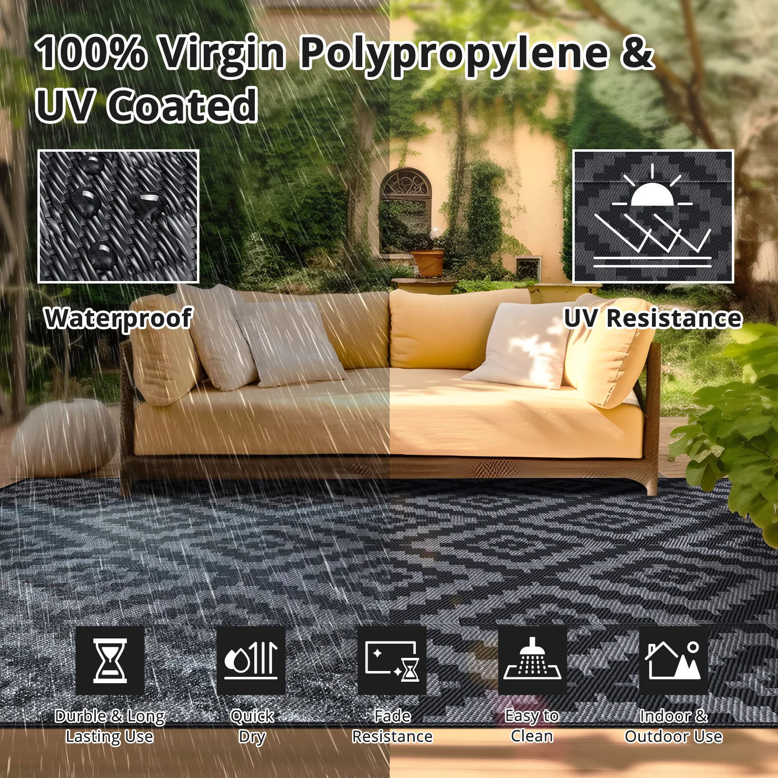 Waterproof Retro Geometry Floor Mat