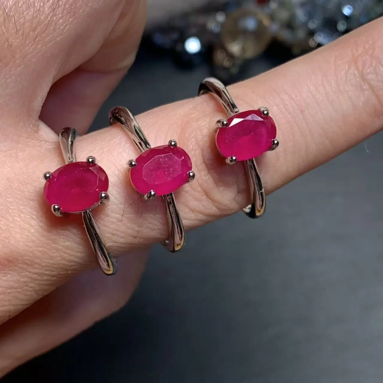 8*6MM Extravagant Natural Ruby Ring Adjustable Female Ring Jewelry for Women Gift Wholesale High Quality Vintage Fine