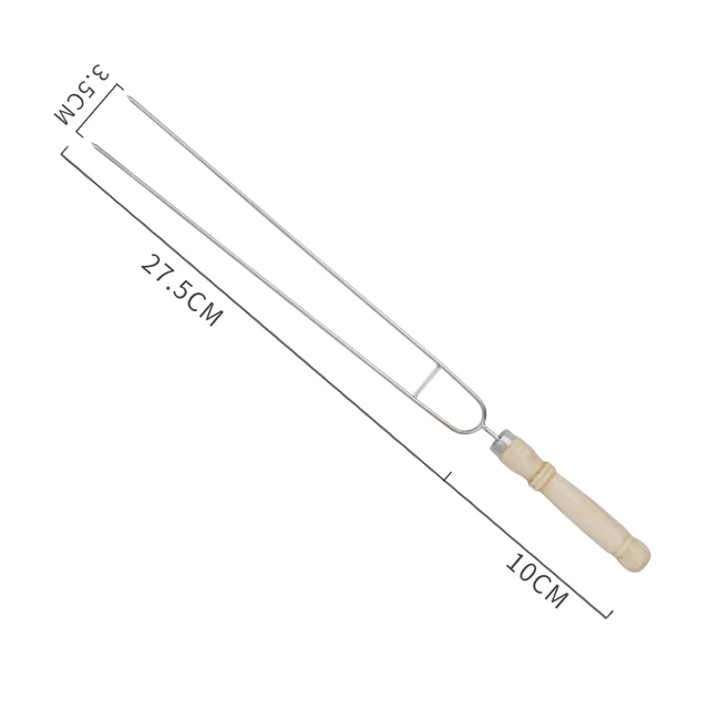 U Alakú Bbq Villák Barbecue Rozsdamentes Acél Villa Fa Fogantyú -Alakú Sült Tű Nyársai Shish Kebab - Image 5