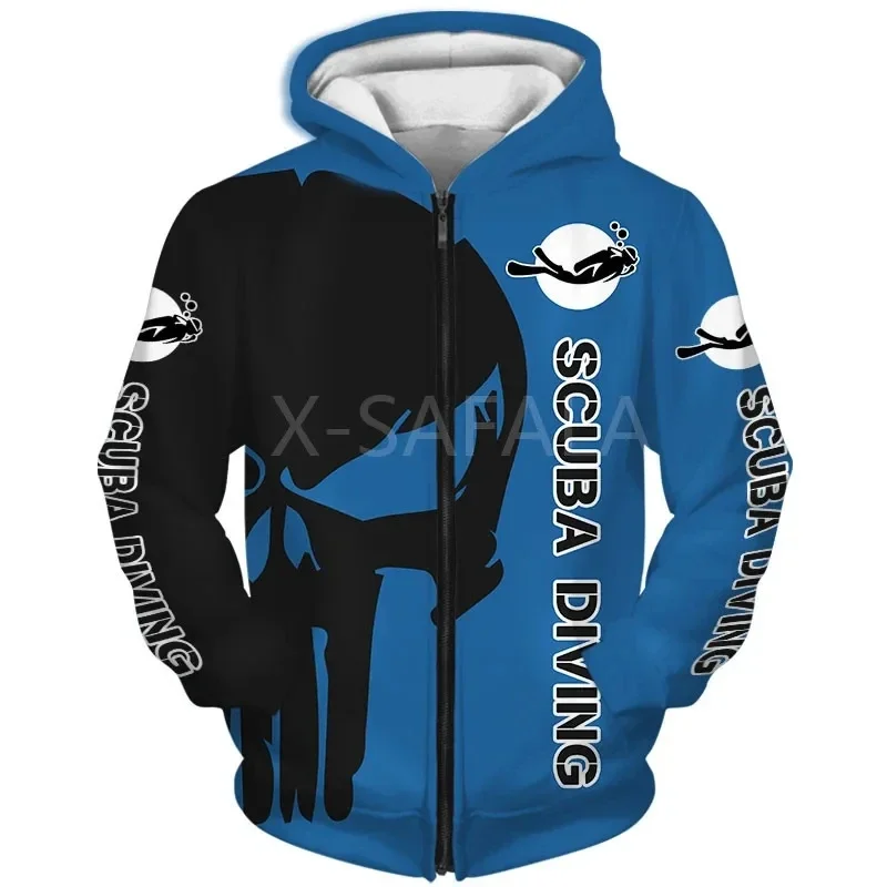 

Scuba Diving Art Punisher Sports 3D Print Hoodie Man Women Harajuku Outwear Zipper Pullover Sweatshirt Casual Unisex Jacket