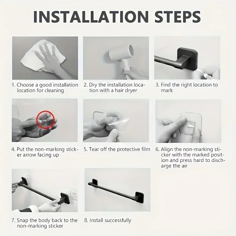 6pcsBathroom Towel Rack Towel Holder Self-adhesive Bathroom Towel Rack Hooks Bathroom Shelf Without Drilling Towelrack Bathroom BEST SELLERS