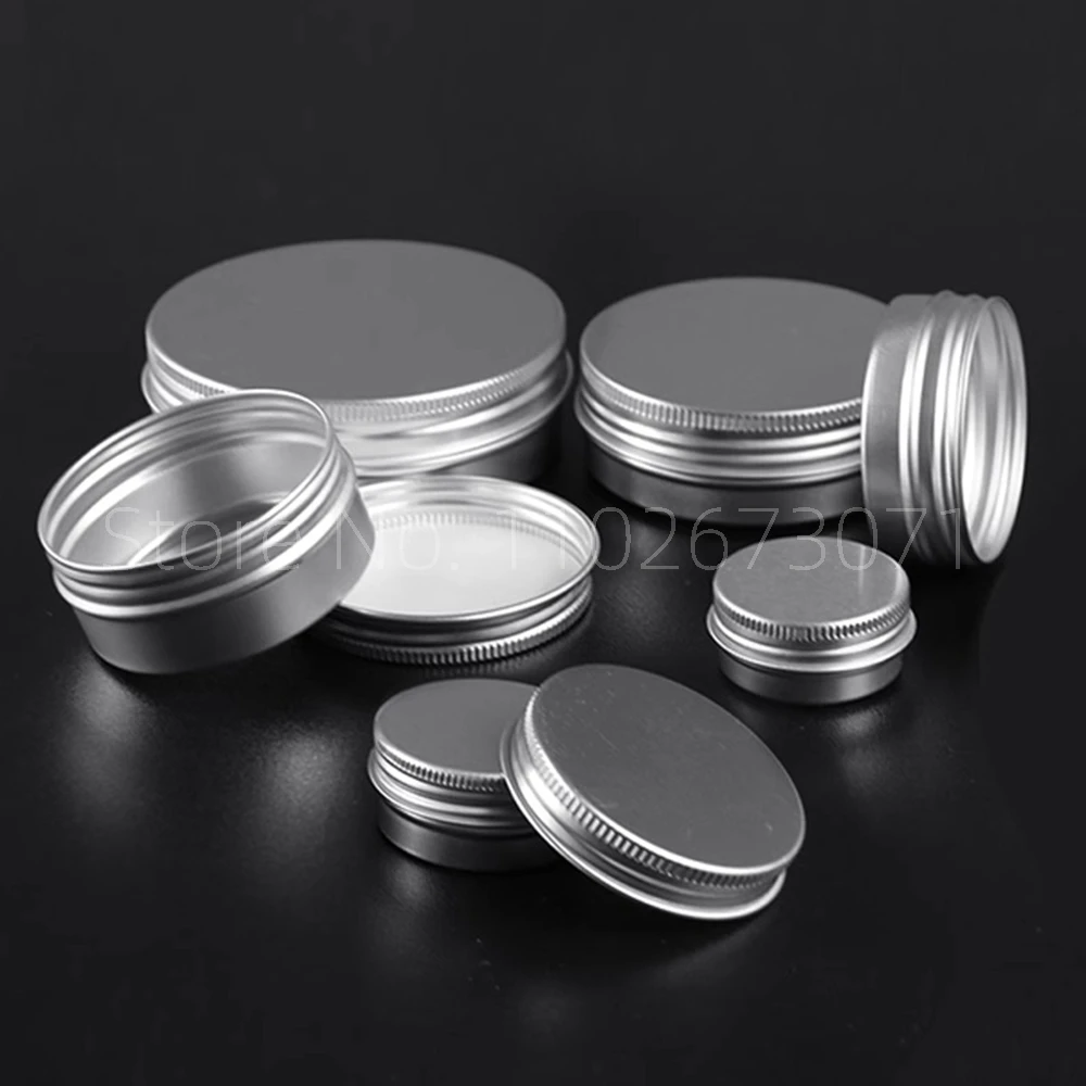 5/10/15/20/30/50/60/80/100/150/200gEmpty Aluminum Box Lids Silvery Tin Cans Round Metal Box Empty Ceam Jar Cosmetic Containers