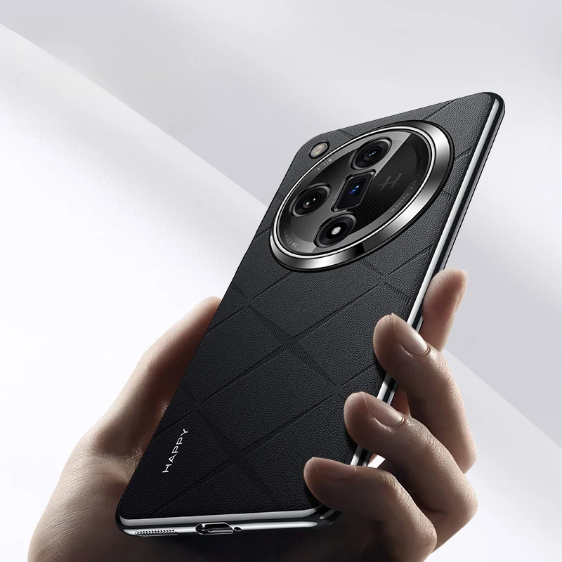 Luxury Leather Phone Cover with Plated Camera Lens Protection - Elegant Hard Back Case