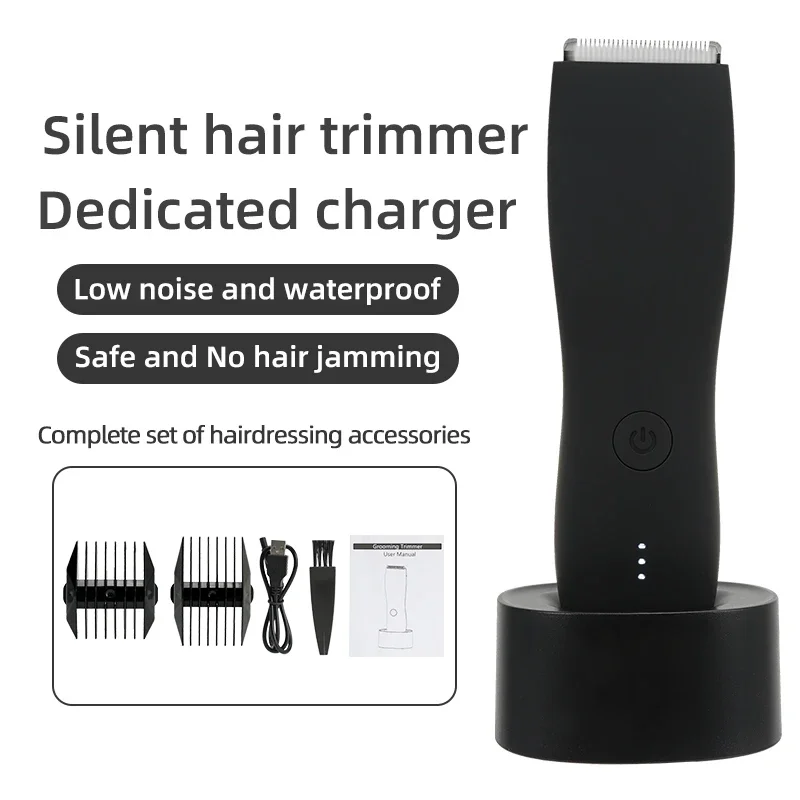 Electric Groin Hair Trimmer Men's Body Grooming Clipper Pubic Epilator Ceramic Blade Waterproof Male Hygiene Razor Safe Shaver 2