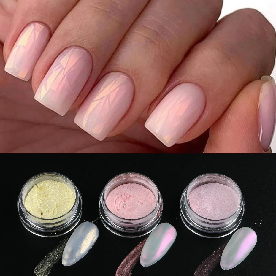 Nail Powder Nail Glitter Nail Pigment Nail Decoration Nail Decorations 1 Box Aurora Nail Fairy Powder Pigment Pearl White Rubbing on Nail Art Glitter Dust Chrome Manicure Holographic Decorations TRX