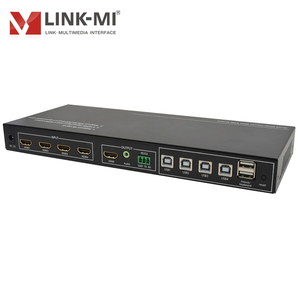 LINK-MI 4x1 HDMI 멀티 뷰어 KVM 스위치 지원 4K @ 60Hz USB, 오디오, 4 IN 1 OUT 원활한 스위처