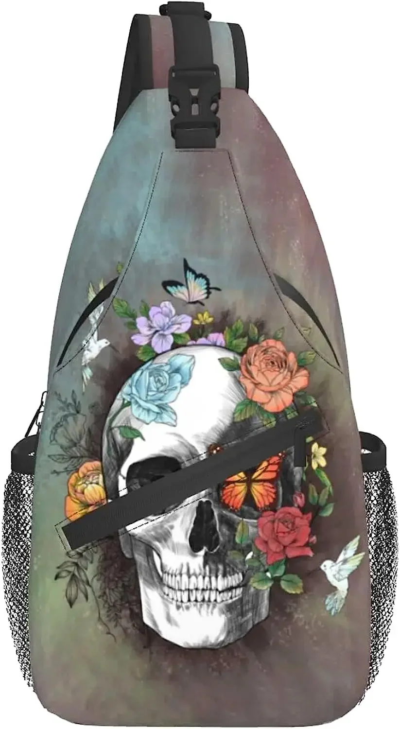 

Rose Skull Features Casual Crossbody Bag for Men and Women Can Be Adjusted for Going Out To Carry Camping Travel Play and So On