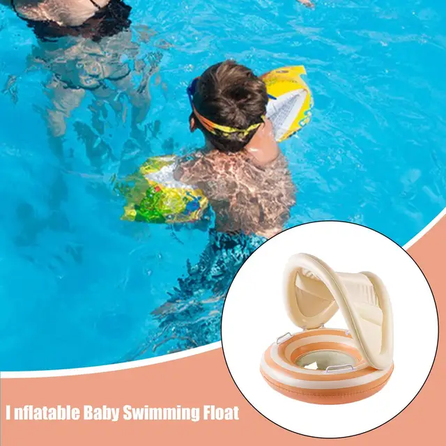Adjustable Swim Trainer Floating Pool Chair Baby Pool Float With Canopy For Toddler Kids Puddles Water Play Summer Outdoor 2