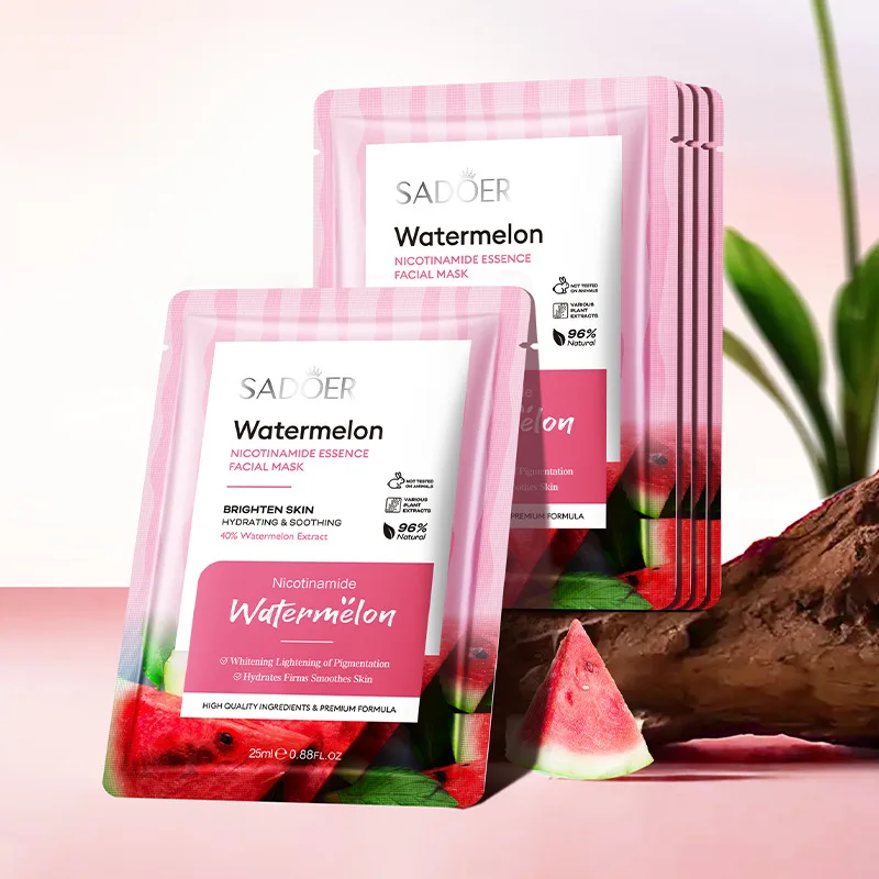 5/10pcs SADOER Watermelon Nicotinamide Facial Masks Face Moisturizing Brightening Hydrating Face Mask Facial Skin Care Products