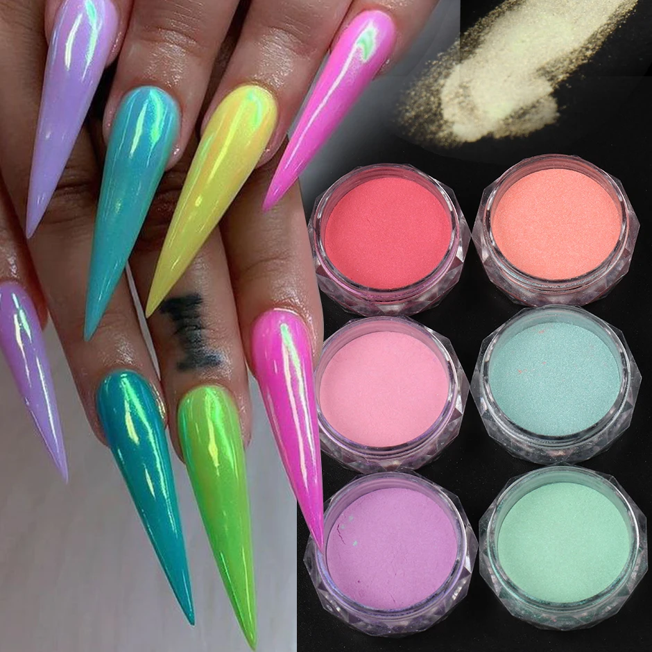Colorful Aurora Mirror Effect Nail Powder Fairy Fine Mermaid Pigment Shimmer Rubbing Dust Pearl Chrome Manicure Decor Supply SAM