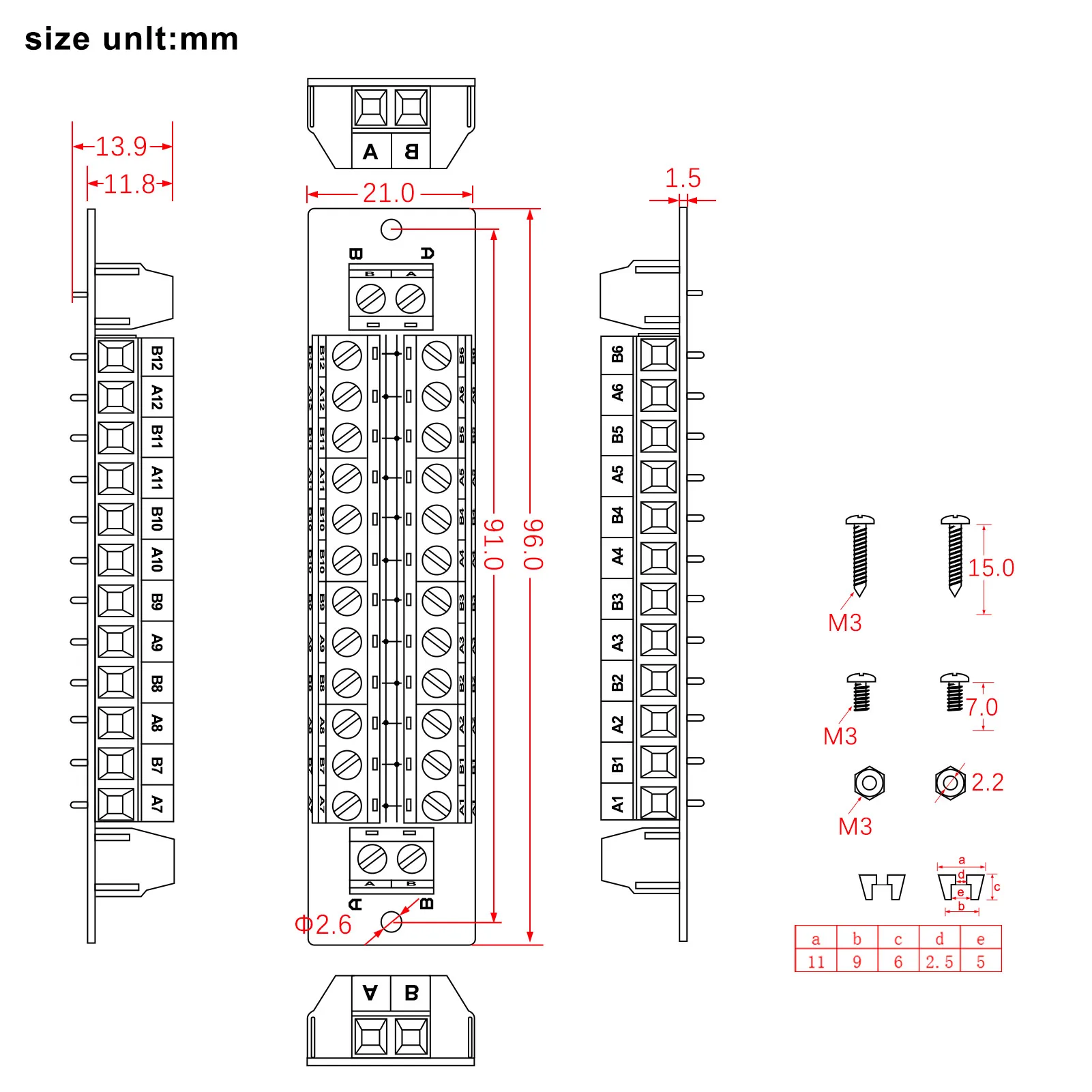 2 Units Power Distributor 10A 2 Inputs 12 Pairs Outputs for DC AC Voltage Distribution Module PCB014 4