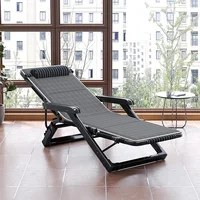 Reclining Lounge Chair with Cooling Mesh - Foldable Nap Chair for Office/Home Adjustable Space Saving Sleeper Ottoman Included