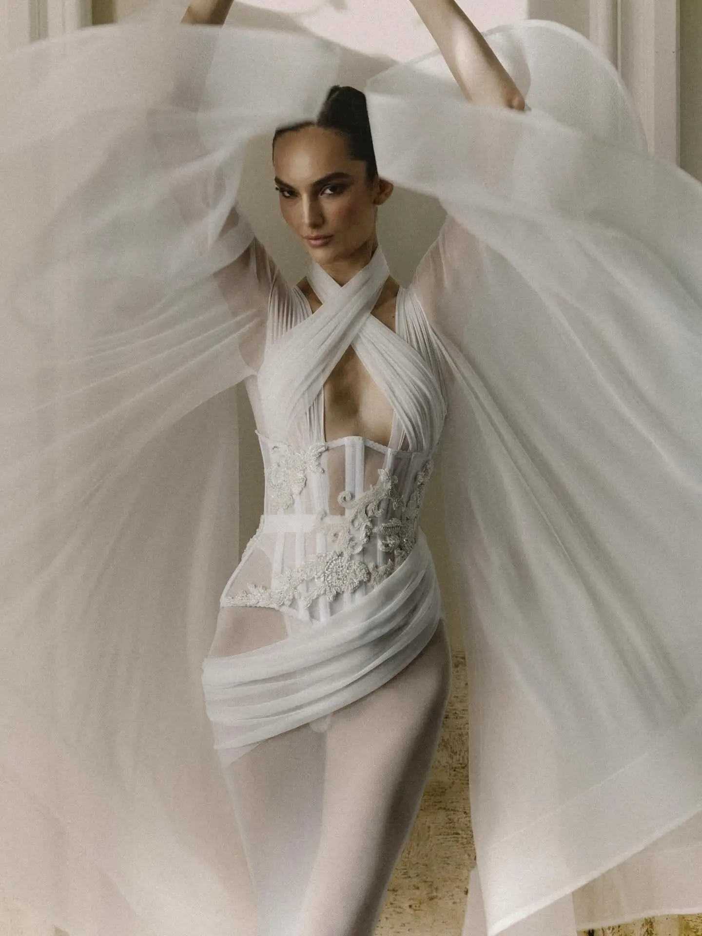 corset organza maxi dress in white 2026 Illusion Dress White Puffy Organza Corset Dress Tulle Evening Party  Dresses