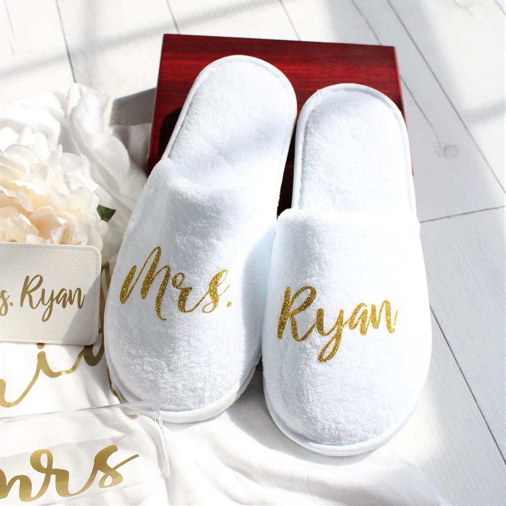 Bride Disposable Shower Slippers Bridal Shower Custom Closed Toe