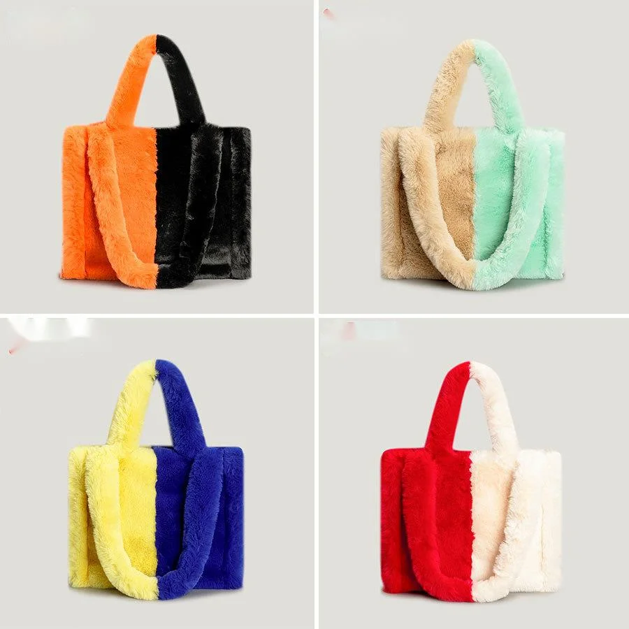 Dames schoudertas van imitatiebont casual shopper handtas stijl_voghion.com
