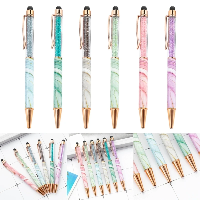 

6x Crystal Ballpoint Pen 2 in 1 Touch Screens Stylus Pen Writing Pen for School