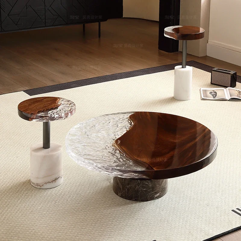 Epoxy Design Coffee Table Modern Centerpiece Marble Center Living Room Side Table Small Round Luxury Stolik Kawowy Furniture 1