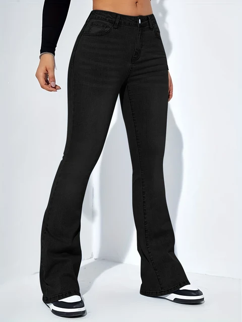 Jean femme taille haute stretch pantalon évasé confortable pantalon en jean 6