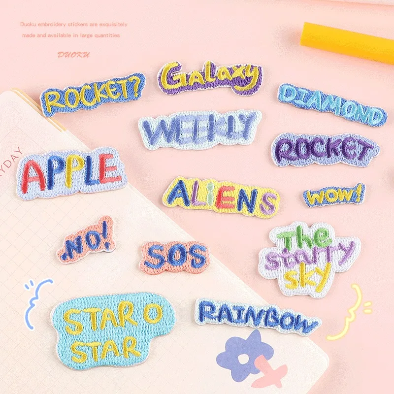 

New Embroidered Badge for Children's Clothing Accessories Shoes Hats Bags Patches Letter Embroidery Self-adhesive Fabric Patch