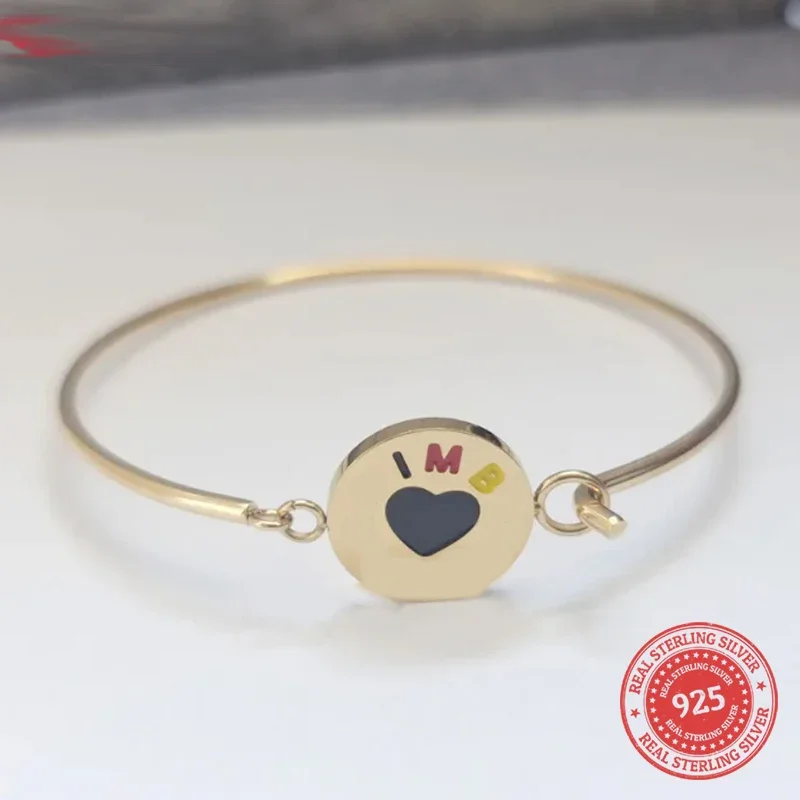 하이 퀄리티 여성용 오리지널 로고 팔찌, PULSERA CRISTARES 로고, ACERO NEGRA, 귀엽고 넉넉한, 