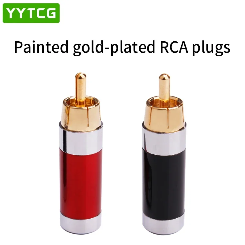 

YYTCG 4pcs Gold Plated RCA Connector RCA Male Plug Adapter Video/Audio Wire Connector Lockable Adjustable Audio Plug