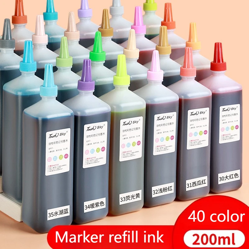 Vibrant 200ml Quick-Drying Waterproof Marker Refill Ink for Design and Art Projects