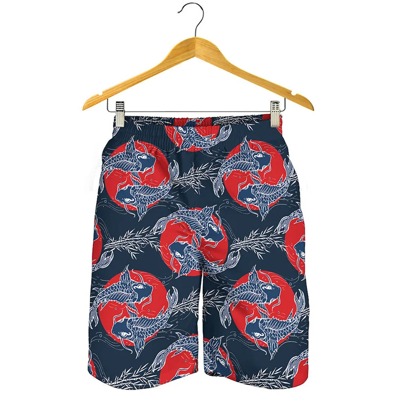 

Chinese Koi Carp Pattern Beach Shorts Men 3d Printed Fish Swimming Trunks Summer Street Short Pants Summer Surf Board Shorts