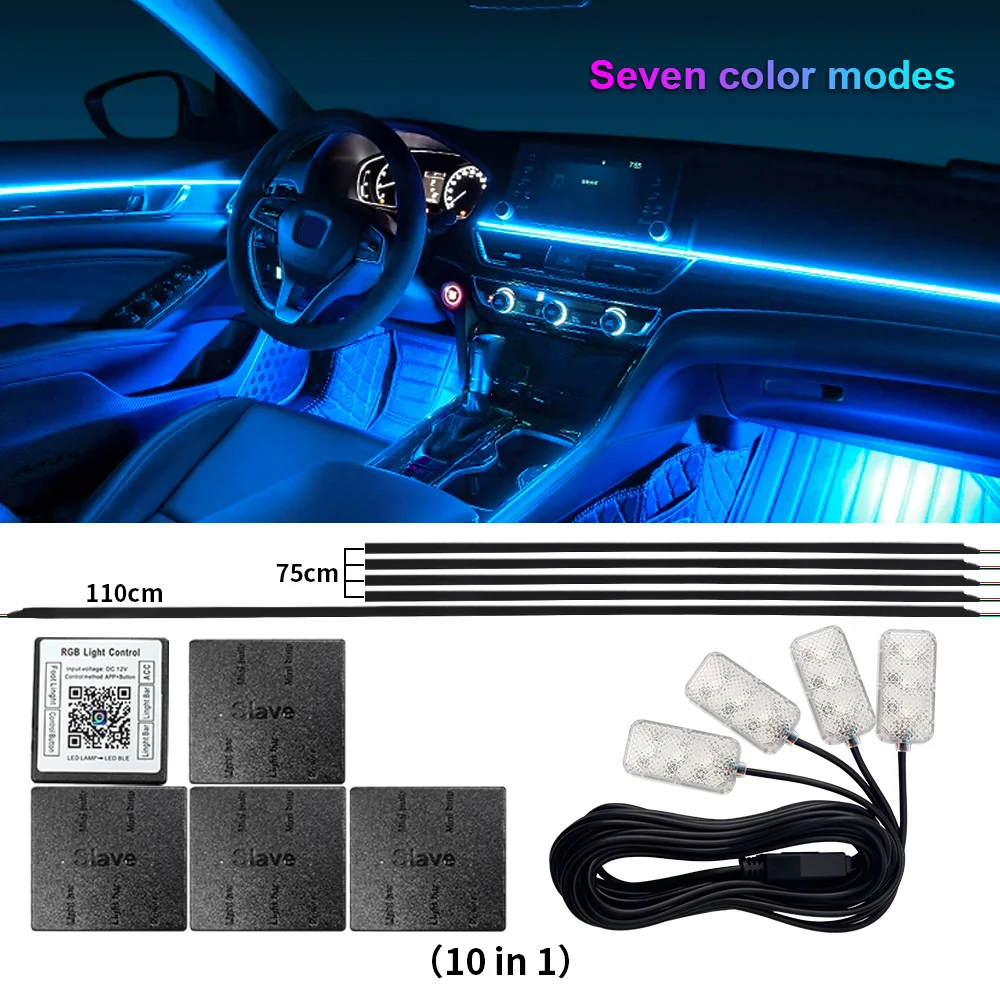 ตัวเลือกสินค้า แถบแสง LED สี RGB ปรับบรรยากาศภายในรถ