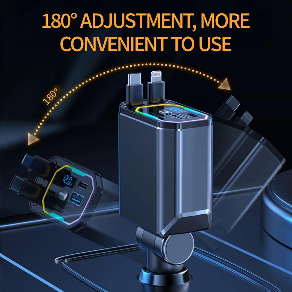 Retrattile Caricatore Auto, Caricatore Rapido per Auto 66W