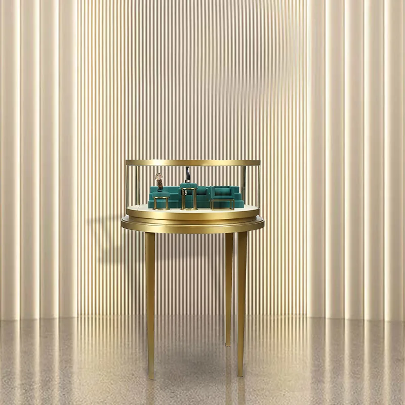 Custom simple design stainless steel frame kiosk shopping mall glass jewelry display cabinet smoke store storage