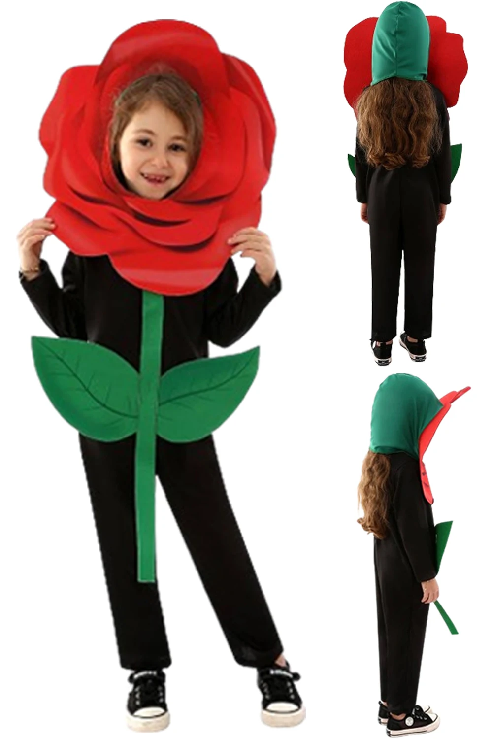 

Kids Halloween Cosplay Rose Flower Cos Clothing Christmas Campus Stage Performance Costumes Halloween Carnival Children Suit