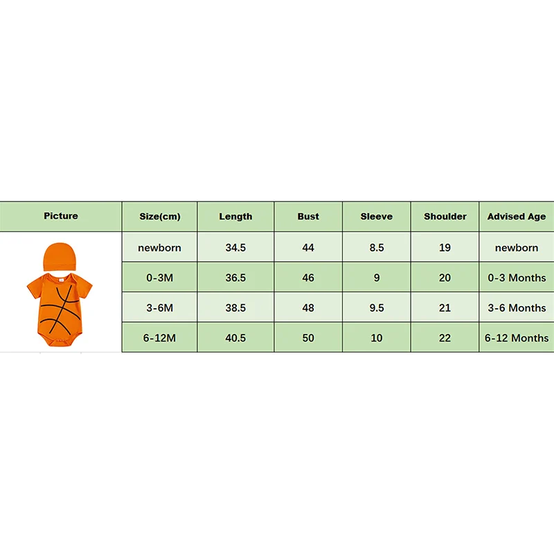 FOCUSNORM 0–12 Monate Neugeborenes Baby, Jungen, Sommer-Strampler-Outfits, Basketball-Aufdruck, kurze Ärmel, Rundhals-Overalls mit Hut, 2-teiliges Set – Detail 1