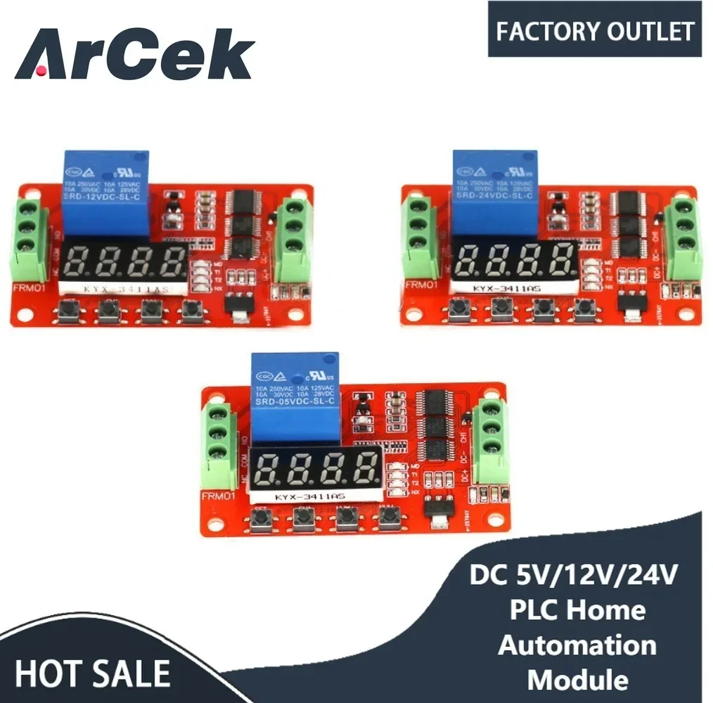 DC 5V/12V/24V  PLC Home Automation Module Multifunction Self-lock Relay PLC Digital Display Cycle Delay Time Timer Switch Module