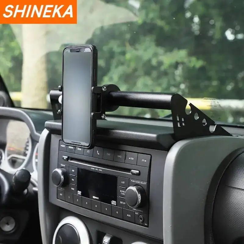 SHINEKA 센터 콘솔 휴대폰 거치대 GPS 스탠드 지지대, 지프 랭글러 JK 2007 2008 2009 2010 2011-2017 인테리어 액세서리